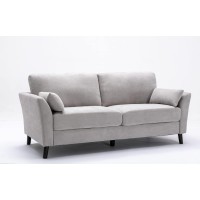 Lilola Home Damian Light Gray Velvet Fabric Sofa Loveseat Chair Living Room Set