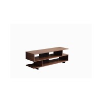 Lilola Home Iris Brown Walnut Finish Tv Stand With 2 Levels Of Shelves And Black Legs