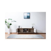 Lilola Home Aurora Light Brown Wood Finish Tv Stand With 2 White Cabinets And Modular Shelves