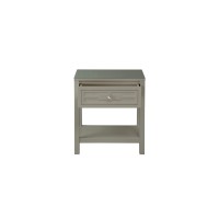Lilola Home Dylan Taupe Wooden End Side Table Nightstand With Glass Top And Drawer