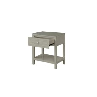 Lilola Home Dylan Taupe Wooden End Side Table Nightstand With Glass Top And Drawer