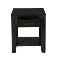 Lilola Home Bruno Ash Gray Wooden End Table With Tempered Glass Top And Drawer