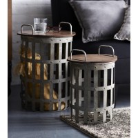 Metal And Wood Side Tables (Set Of 2)