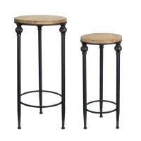 Melrose International 74094Ds Metal & Wood Table - 22.5 X 10.25 26.75 X 12 In. - Set Of 2