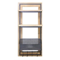 Melrose Modern Home Decorative Wall Shelf With Basket 16.75 L X 35.75 H Wood/Metal