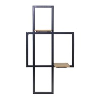 Iron And Wood Rectangles Wall Shelf