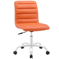 Ripple Armless Mid Back Vinyl Office Chair - Orange