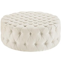 Amour Upholstered Fabric Ottoman - Beige