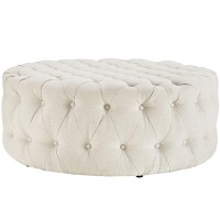 Amour Upholstered Fabric Ottoman - Beige