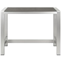 Shore Outdoor Patio Aluminum Rectangle Bar Table - Silver Gray