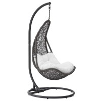 Abate Outdoor Patio Swing Chair With Stand - Gray White