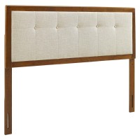 Draper Tufted King Fabric and Wood Headboard - Walnut Beige