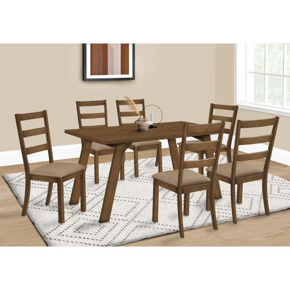 Dining Table, 60 Rectangular, Kitchen, Dining Room, Brown Veneer, Wood Legs, Transitional