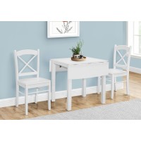 Dining Table, 48 Rectangular, Small, Kitchen, Dining Room, Drop Leaf, White Veneer, Wood Legs, Transitional