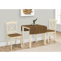 Dining Table, 48 Rectangular, Small, Kitchen, Dining Room, Drop Leaf, Oak And Cream, Wood Legs, Transitional