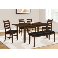 Dining Table, 78 Rectangular, 18 Extension Panel, Dining Room, Kitchen, Solid Wood Legs, Veneer Top, Brown Veneer, Brown Wood, Transitional