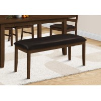Bench, 48 Rectangular, Dining Room, Entryway, Hallway, Kitchen, Upholstered, Wood, Brown Solid Wood, Brown Leather-Look, Transitional