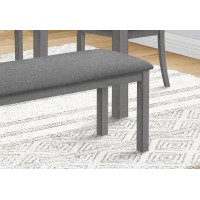 Bench, 42 Rectangular, Wood, Upholstered, Dining Room, Kitchen, Entryway, Grey, Transitional