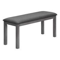Bench, 42 Rectangular, Wood, Upholstered, Dining Room, Kitchen, Entryway, Grey, Transitional