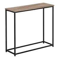 Accent Table, Console, Entryway, Narrow, Sofa, Living Room, Bedroom, Brown Laminate, Black Metal, Contemporary, Modern