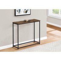 Accent Table, Console, Entryway, Narrow, Sofa, Living Room, Bedroom, Brown Laminate, Black Metal, Contemporary, Modern