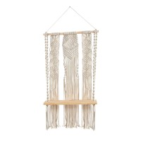 2.5 X 1.5 Layered Macrame Wall Hanging With Wooden Shelf