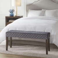 510 Design Cheshire Accent Bedroom Bench - Diamond Quilted Moroccan Design, Padded Ottoman Foot Rest For Living Room, Entry Way Home Furniture W/Upholstered Seat Cushion, 43 W X 13 D X 18 H, Gray
