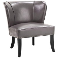 Madison Park Fpf18-0106 Hilton Accent Chairs - Hardwood, Plywood, Wing Back, Deep Seat-Bedroom Lounge Modern Classic Style Living Room Sofa Furniture, Grey