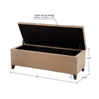 Madison Park Shandra Storage Ottoman - Solid Wood, Polyester Fabric Toy Chest Modern Style Lift-Top Accent Bench For Bedroom Furniture, Medium, Sand