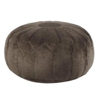 Madison Park Kelsey Round Floor Pillow Pouf Large-Soft Fabric, Polystyrene Beads Fill Ottoman Foot Stool-1 Piece Mid-Century Modern Floral Design Oversized Beanbag, Brown