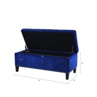 Madison Park Shandra Ii Storage Ottoman - Solid Wood, Polyester Fabric Toy Chest Modern Style Lift-Top Accent Bench For Bedroom Furniture, Medium, Blue