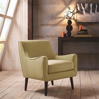 Madison Park Oxford Accent Chairs - Hardwood, Faux Linen Living Room Chairs - Olive Green, Mid Centruy Classic Style Living Room Sofa Furniture - 1 Piece Cushion Seat Bedroom Chairs Seats