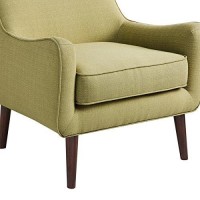 Madison Park Oxford Accent Chairs - Hardwood, Faux Linen Living Room Chairs - Olive Green, Mid Centruy Classic Style Living Room Sofa Furniture - 1 Piece Cushion Seat Bedroom Chairs Seats