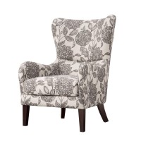 Madison Park Arianna Accent Hardwood, Faux Linen Modern Contemporary Style Living Room Sofa Furniture Swoop Wing Arm Bedroom Chairs Seats, Deep, Floral