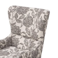 Madison Park Arianna Accent Hardwood, Faux Linen Modern Contemporary Style Living Room Sofa Furniture Swoop Wing Arm Bedroom Chairs Seats, Deep, Floral