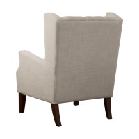 Madison Park Maxwell Accent Chairs - Hardwood, Faux Linen Living Room Chairs - Khaki, Classic Elegant Style Living Room Sofa Furniture - 1 Piece Button Tufted High Back Bedroom Chairs Seats