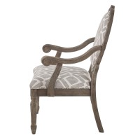 Madison Park Brentwood Accent Chairs-Birch Hardwood, Hand Carved Scroll Design Living Armchair Modern Classic Style Family Room Sofa Furniture Bedroom Lounge, Medium, Grey/White