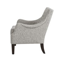 Madison Park Qwen Accent Chairs - Birch, Hardwood, Faux Linen Armchair, Modern Classic Style, Diamond Tufted Living Room Sofa Furniture, Bedside Lounger, Grey
