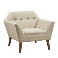 Ink+Ivy Newport Mid-Century Modern Accent Chairs Textured Upholstered Seat, Armrest, Button Tufted Back Rest, Tapered Solid Wood Legs, Bedroom, Family Or Living Room, 37 W X 29.5 D X 31.5 H, Beige