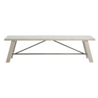 Ink+Ivy Sonoma Dining Bench 3 Seater Seating Chair With Rustic Metal Accents Support, Country Modern Farmhouse Kitchen Furniture, 66 W X 17 D X 18 H, Reclaimed White