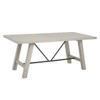 Ink+Ivy Sonoma Solid Wood Dining Table, Rectangular With Rustic Metal Truss Accent,Trestle Legs, Easy Assembly, Industrial Country, For Kitchen, Entryway, Family, Or Bedroom, Reclaimed White