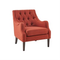 Madison Park Qwen Button Tufted Accent Chair With Spice Finish Mp100-1054