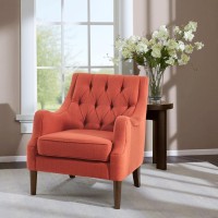 Madison Park Qwen Button Tufted Accent Chair With Spice Finish Mp100-1054