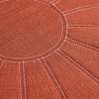 Madison Park Kelsey Round Floor Pillow Pouf Ottoman Large - Soft Fabric, Polystyrene Beads Fill Ottoman Foot Stool - 1 Piece Mid-Century Modern Floral Design Oversized Beanbag,29.5W X 29.5D X 18H,Orange