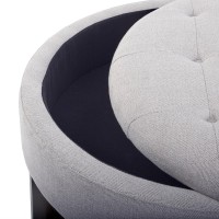 Madison Park Miller Round Storage Ottoman With Blue Finish Mp101-1045