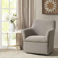 Madison Park Swivel Glider Chair For Living Room, High Back Bedroom Lounge, Foam Seat Cushion Upholstered, Nursery Furniture, Metal Base, Fully Assembled, Grey