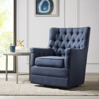 Madison Park Traditional Mathis Swivel Glider Chair With Blue Finish Mp103-0935
