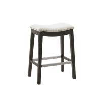 Madison Park Belfast Bar Stools, Contour Padded Seat, Nail Head Trim, Modern Kitchen Counter Chair, Solid Hardwood, Metal Kickplate Footrest, Dining Room Accent Furniture, Cream