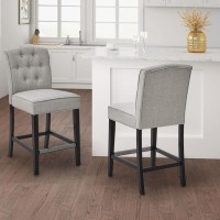 Madison Park Marian Marian Tufted Counter Stool With Lt. Grey Finish