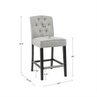 Madison Park Marian Marian Tufted Counter Stool With Lt. Grey Finish